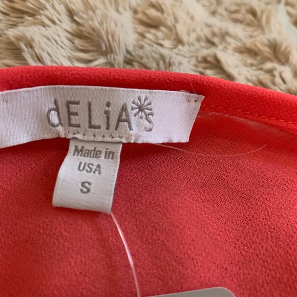 Delia’s Long Sleeve Coral Sheer Blouse With Crossover Open Back S - Picture 5 of 6